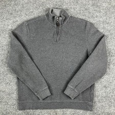 Tasso Elba Sweater Men's Medium Gray Quarter Zip Knit Cotton Pullover Casual