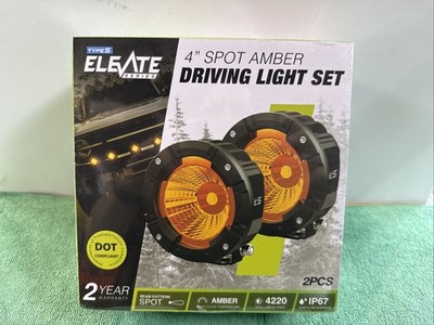 New Elevate 4 Inch Amber Spot Beam Round Pod Light Set - DOT Compliant