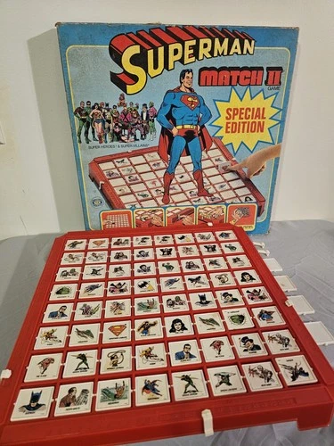 VTG SUPERMAN Match II Board Game - 1979 IDEAL Toys DC Comics Wonder Woman Batman