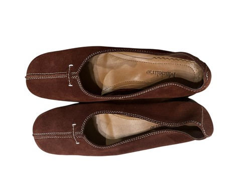 Madeline Brown Suede Leather Shoes Slip On Square Toe Flats Size 8.5M - Picture 3 of 7