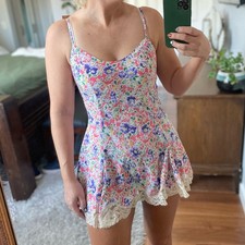 Victoria s Secret Vintage Gold Label 80 s Purple Pink Floral Slip Dress Night