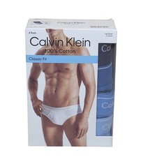 Calvin Klein Mens 4-Pack Hip Brief Underwear Classic Fit 100 Cotton Small Blue