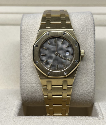 Audemars Piguet Royal Oak Quartz grey dial full 18kt gold  56175BA watch only