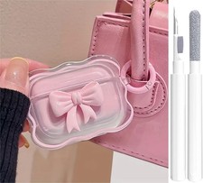 Cute AirPods Pro 2/1 Gen Clear Case, Girly 3D Bow Design Soft TPU Protective