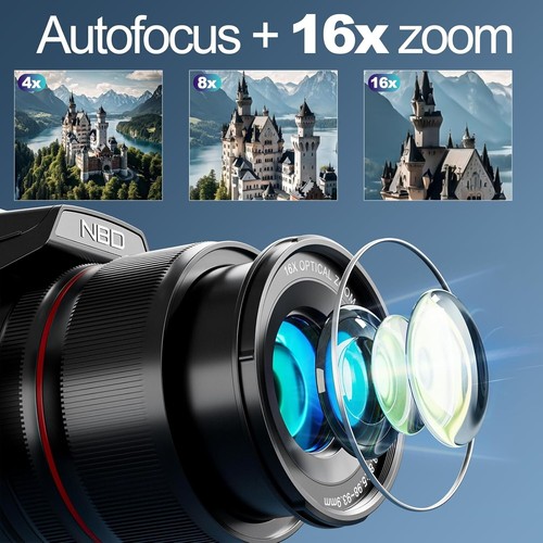 5K Digitalkameras 64MP 16X Optischer Zoom Autofokus WiFi App Control für YouTube - Bild 3 von 8