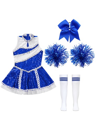 Mädchen Cheerleader Cheerleading Kostüm Schulmädchen Uniform Kleid mit Zubehör - Picture 41 of 56