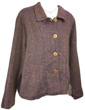 Flax Jacket Size Small Purple Linen Boxy Button Layering Bohemian Lagenlook Top