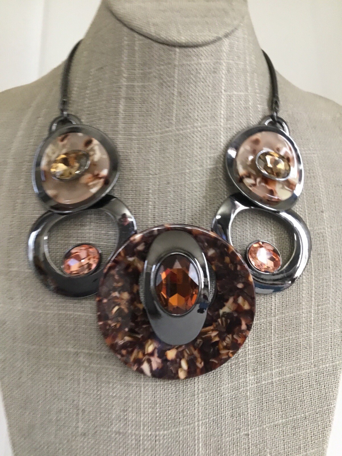 Circular Statement Necklace Rhinestones  Acrylic … - image 6