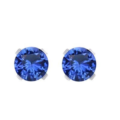 Soliaire Stud Earrings 14k White Gold Simulated Tanzanite Gemstone