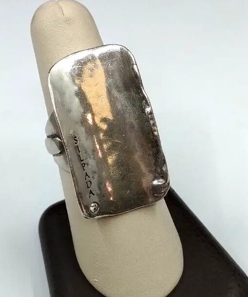 Unique Tall Silpada Hammered Rectangle Ring Size … - image 1