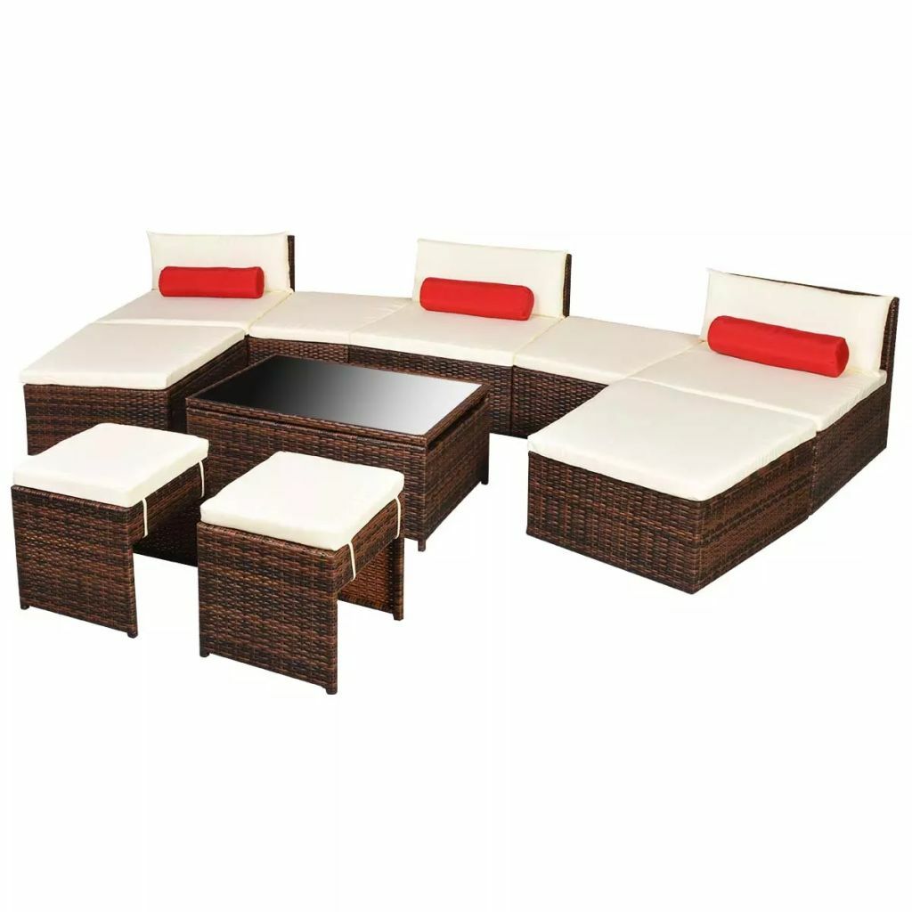 Outdoor Modular Sofa Set 25 Piece Wicker Poly Rattan Brown ...