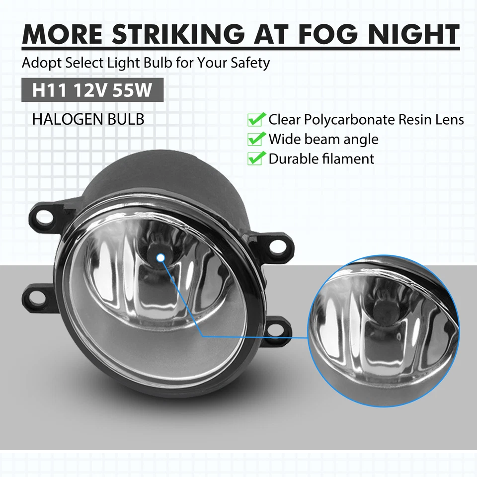 Pair Clear Fog Light Driving Lamps Switch For Toyota Yaris Hatchback 2006-2008 - Изображение 2 из 4