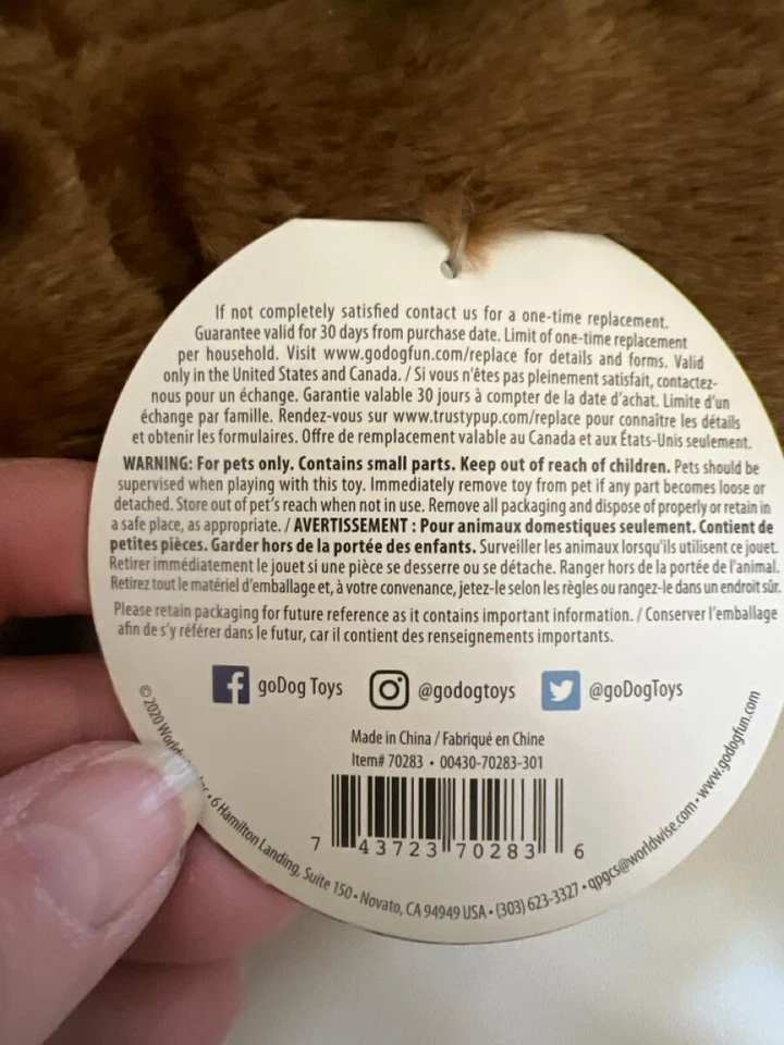 GoDog Flatz Peluche Ardilla con Chirrido Perro Juguete 15" ¡NUEVO!! Foto 3 de 3