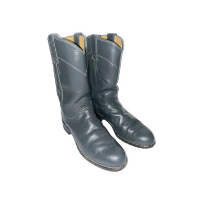 Justin 3056 Unisex Size 5 A Gray Leather Round Toe Ropers Western Cowboy Boots + Justin Gray Leather Roper Cowboy Boots Womens Size 5.5 C  main image 3