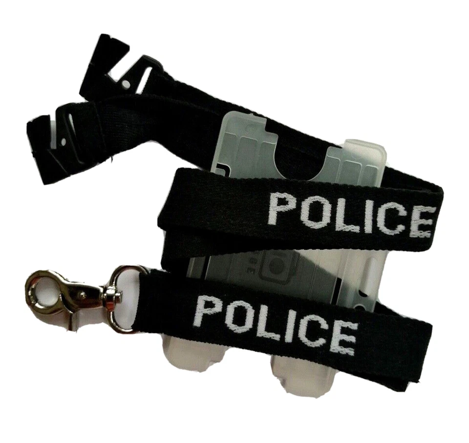 POLAMB PRODUCTS LTD Black POLICE Officer Lanyard with ID Card Holder Badge Card Patrol Swipe Card