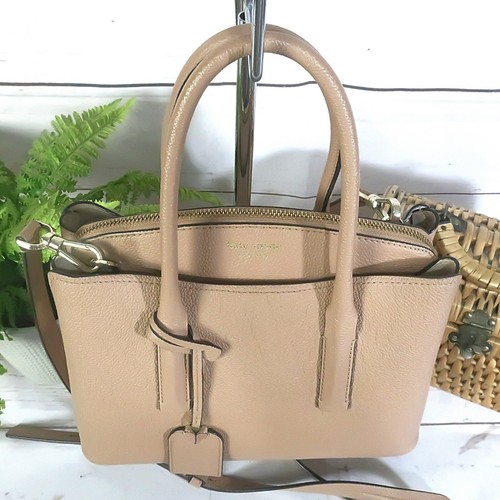 KATE SPADE Crossbody Grab Bag Med Margaux Structured Satchel Tan Leather VGC - Picture 10 of 13