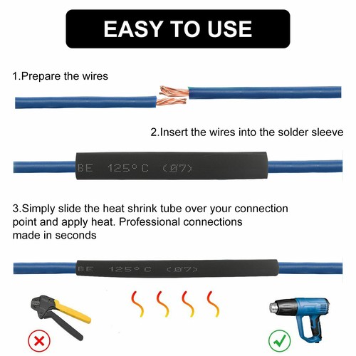 508Pcs Heat Shrink Tubing Insulation Shrinkable Tube 3:1 Wire Cable Sleeve Kit - Picture 4 of 9