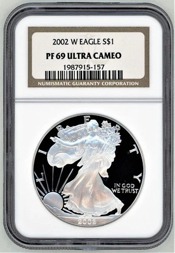 2002-W NGC PF-69 ULTRA CAMEO AMERICAN SILVER EAGLE 1 OZ .999 SILVER 1987915-157
