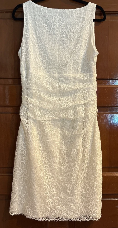 LAUREN RALPH LAUREN WOMANS DRESS OFF WHITE LACE SHEATH SIZE 12 SLEEVELESS - Image 2 of 4