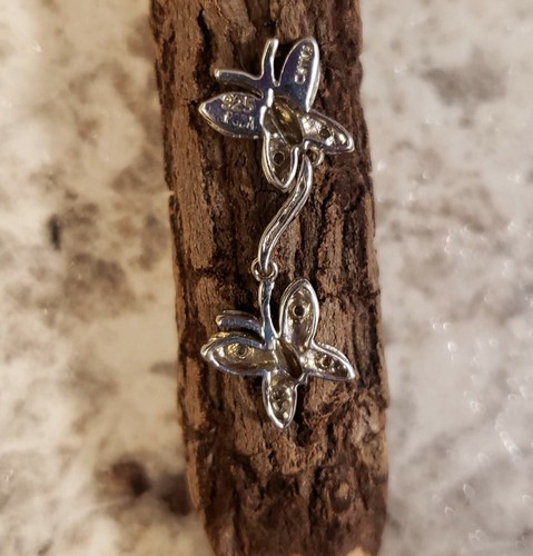 Butterfly Dangle Sterling Silver Pendant 925 - Picture 3 of 5