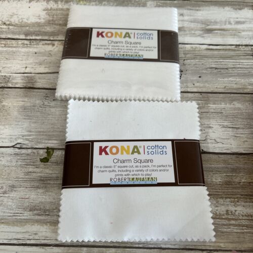 White Kona Solids Mini Charm Pack; 84 100% Cotton 2.5" Precut Fabric Quilt Squar - Photo 1/1