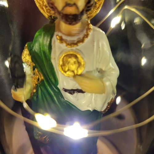 San Judas Tadeo Statue in Globe Saint Jude mit LED-Leuchten 9 Zoll Geschenkartikel - Bild 6 von 14