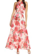 Eliza J Floral Print Halter Maxi Dress Size 4