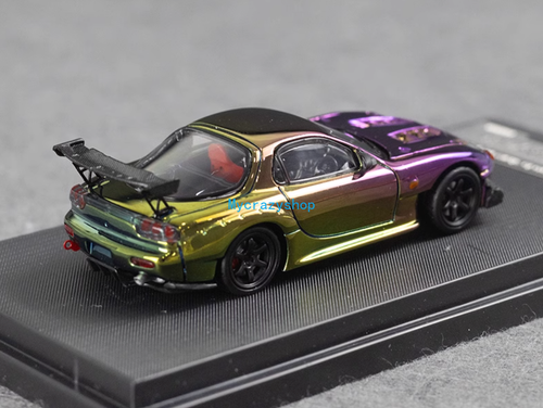 CR TM 1:64 Plating Purple Green RX-7 FD3S RE Sports Model Diecast Metal Car - Picture 4 of 5