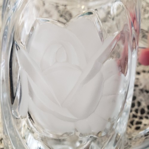 2 MIKASA Rose Pearl 12 oz Crystal Clear Mugs w/Frosted Roses Both Sides Beer - Picture 15 of 18