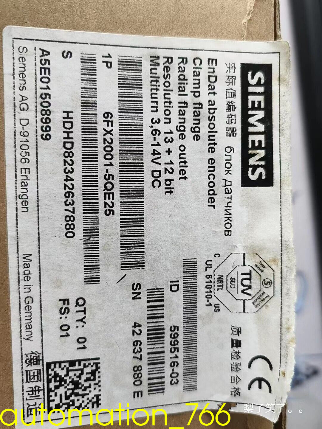1PCS NEW 6FX2001-5QE25 encoder Via DHL or FedEx