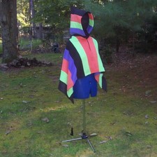 Halloween Striped Fleece Cape Cloak Hocus Pocus Beetlejuice Funky Witchy Costume