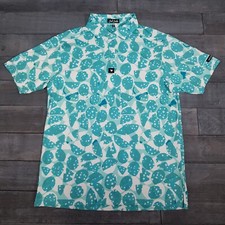 BAD BIRDIE Bam Bam Golf Polo Shirt Mens Size MEDIUM Blue Teal Green