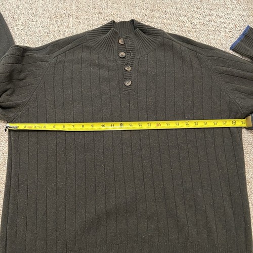 Charles Tyrwhitt Cashmere Merino Wool Button Mock Neck Sweater Gray Mens XL - Picture 5 of 11