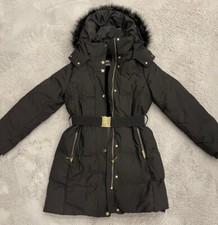 Giacca cappotto imbottito Zara nero con cappuccio donna manica lunga pelliccia sintetica orlo taglia M