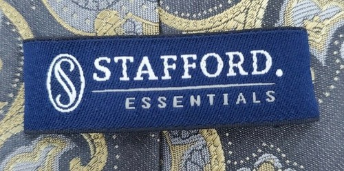 Stafford Victorian Paisley Gold/Gray/Lavender Polyester Neck Tie-TIES DESIGNER - Picture 6 of 7