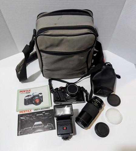 Pentax Program Plus 35mm Camera W/ SMC-A 50mm & Hanimex 30-140mm, flash + Bag