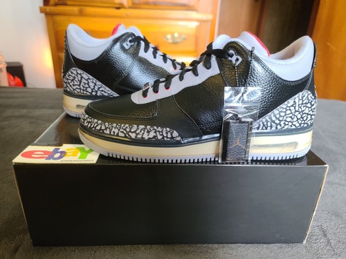 AIR JORDAN FUSION 3 AJF 2008 BLACK/FIRE RED- CEMENT GREY-WHITE 323626 061 NWDS