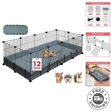 12 Panels Small Animal Playpen,Pet Playpen with Waterproof Mat,C C Cage for G...