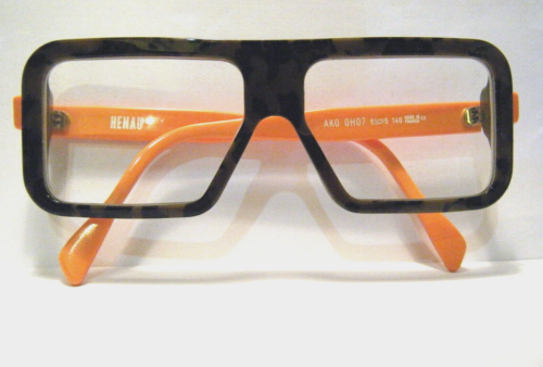 Rare Older Michel Henau Ako Green Camo Print Orange Eye Glasses Belgium France - Picture 2 of 10
