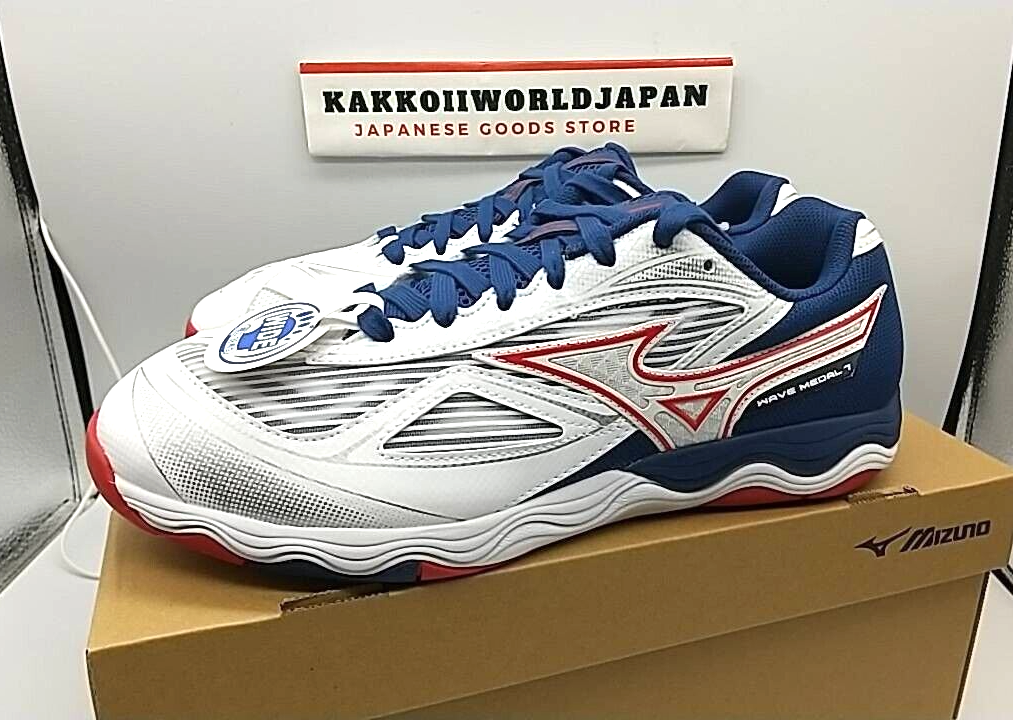 Mizuno Table Tennis Shoes WAVE MEDAL 7 WIDE White/Blue/Navy