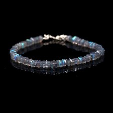 925 Sterling Silver Labradorite Heishi Beads Chakra Healing Crystal Bracelet 7