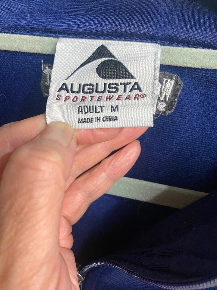 Jaqueta Augusta Sportswear azul aquecimento com zíper logotipo Cirques tamanho médio - Imagem 4 de 4