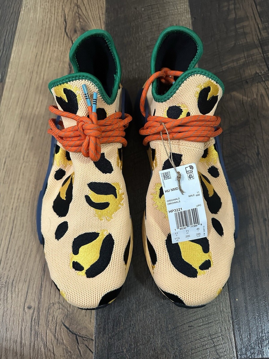 Adidas x Pharrell Williams HU NMD Pulse Amber Animal Print Men Shoes Size 