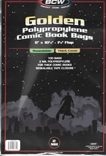 200 BCW RESEALABLE THICK GOLDEN AGE COMIC BOOK SIZE BAGS / COVERS -FREE SHIPPING