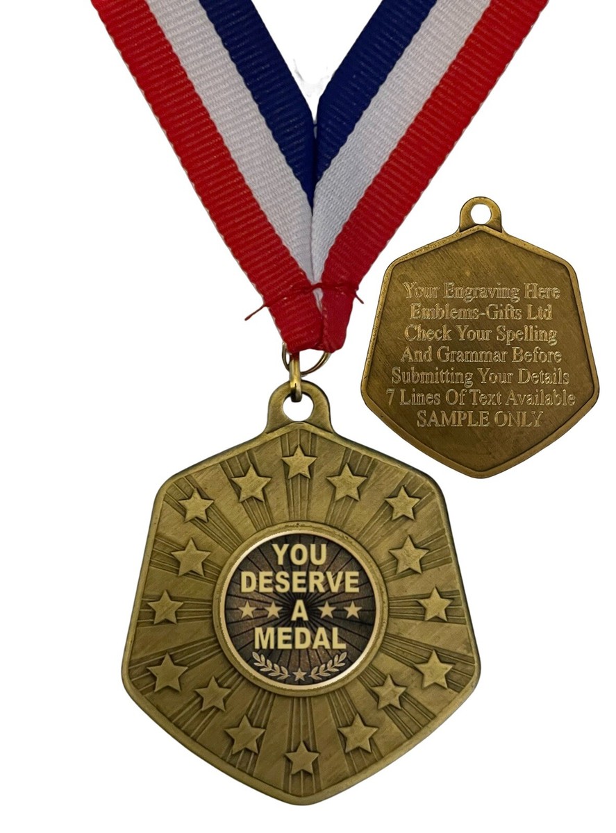 You Deserve A Médaille Récompense (G) 66mm Abril Or & Ruban Gravé Gratuit