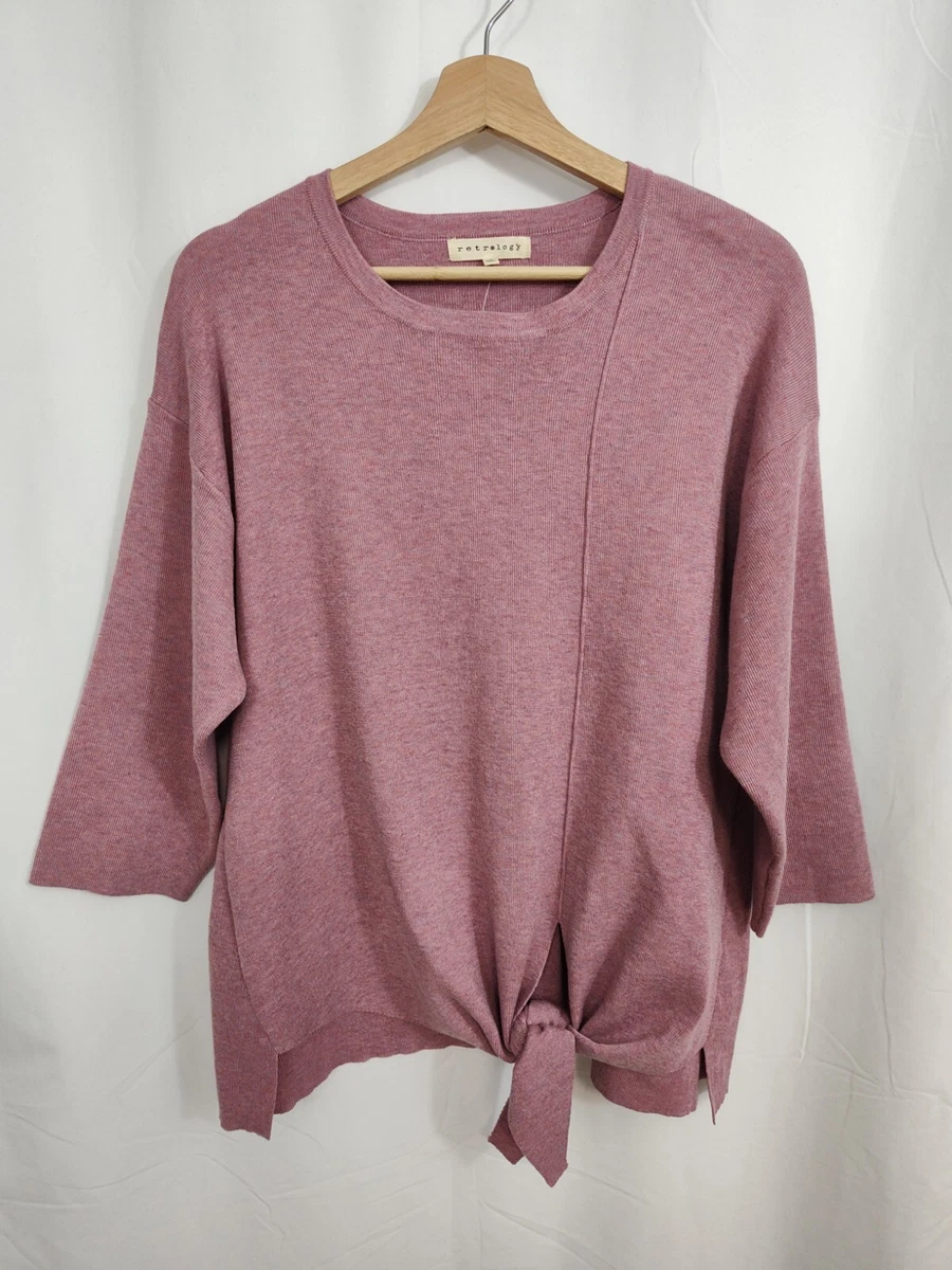 New Dress Barn Retrology Sweater Womenu0026#039;s Size 1X Mauve Pullover Front  Tie... | eBay
