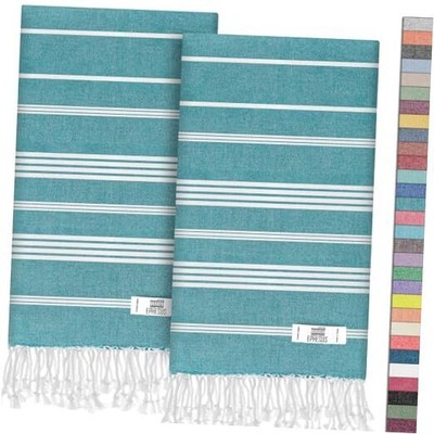 Hand Towels - Set of 2 | 18'' x 30'' - Decorative Turkish Hand Oil Green Sultan