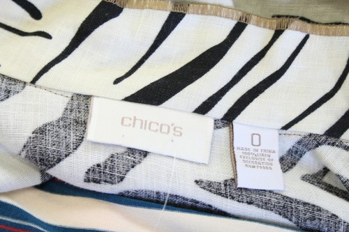 Chico's Off White Black Linen Zebra Print Fringe Beaded Jacket Chicos Size 0 - Picture 4 of 6