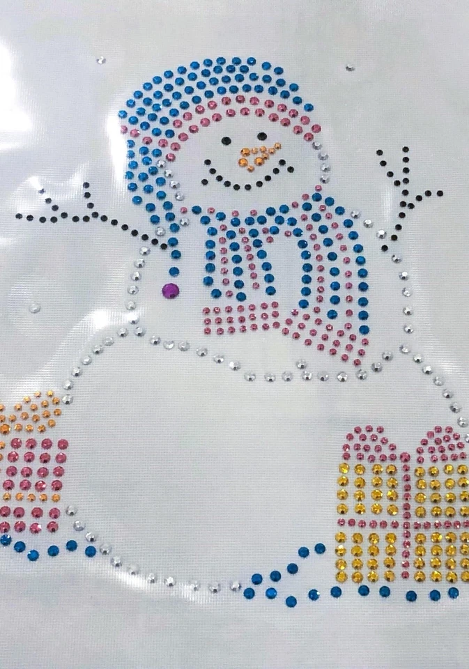 Snowman Rhinestone Transfer Snow Day Christmas Presents Iron-On Bling - Image 3 of 4
