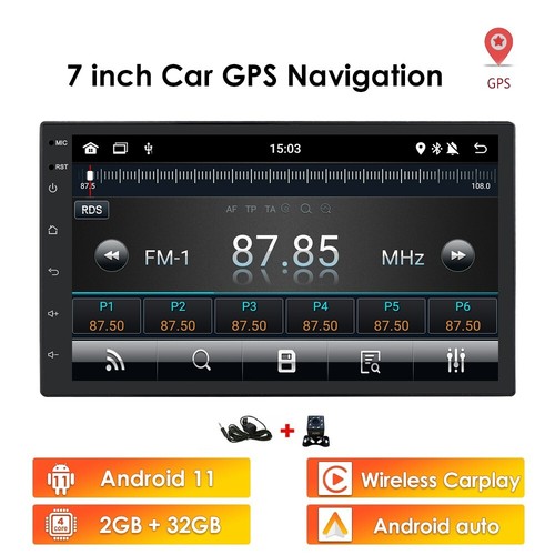 7" Car Android 12 Double 2Din Touch Screen Stereo Bluetooth Radio GPS +Camera - Picture 19 of 24